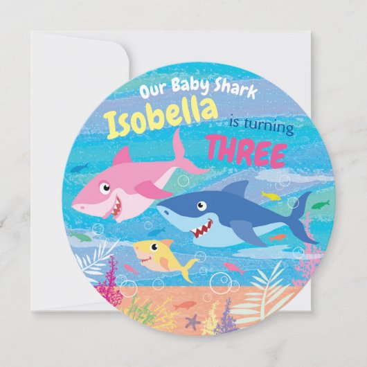Verjaardag Leeftijd 3, Onder het Zee, 3 Haaien, Fe Kaart (Voorkant)