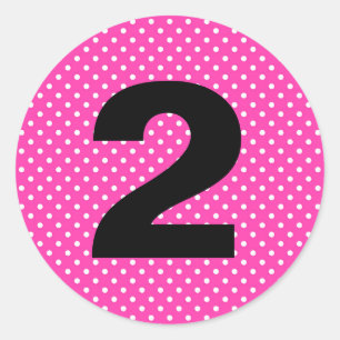 Verjaardag Leeftijd Heet Roze met Witte Polka Dots Ronde Sticker