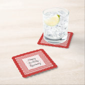Verjaardag Leeftijd Rood/Wit Eenvoudige Stripes Pa Kartonnen Onderzetters (Insitu)