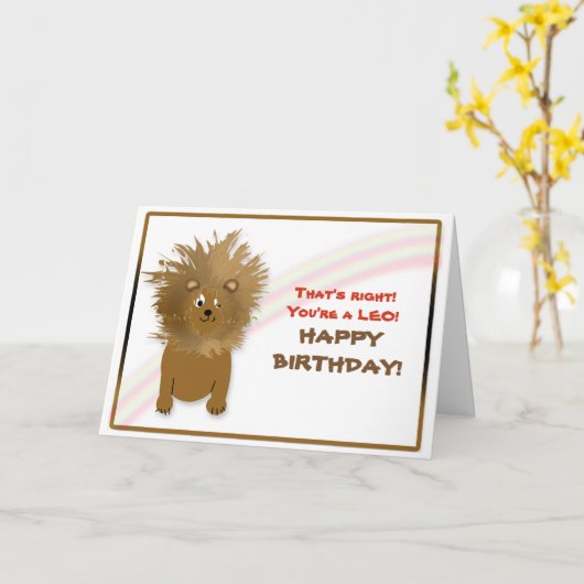 VERJAARDAG - LEEUW - LEEUW - HUMOR KAART (Gele Bloem)