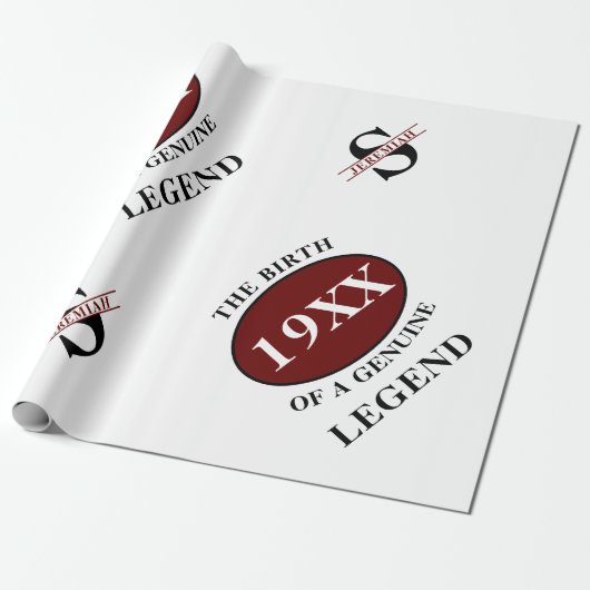 Verjaardag Legend Jaar Monogram Initiaal Naam Vade Cadeaupapier (Uitgerold)