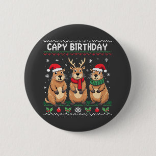 Verjaardag lelijk kersttrui Capybara Ronde Button 5,7 Cm