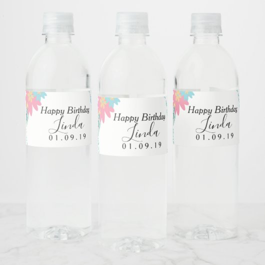 Verjaardag Lentekrans Bloemen Waterfles Label Waterfles Etiket (Flessen)