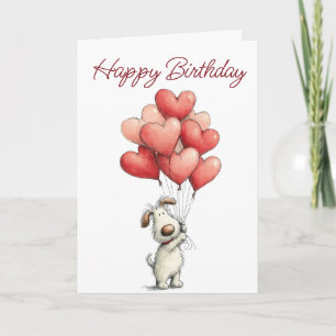 Verjaardag Leuk Hond Ballonnen Kaart