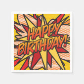 VERJAARDAG Leuk Kleurrijk Stripboek Servet (Voorkant)