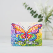 Verjaardag Leuk Retro Vlindertje Tekening Feestdagenkaart (Staand voorkant)