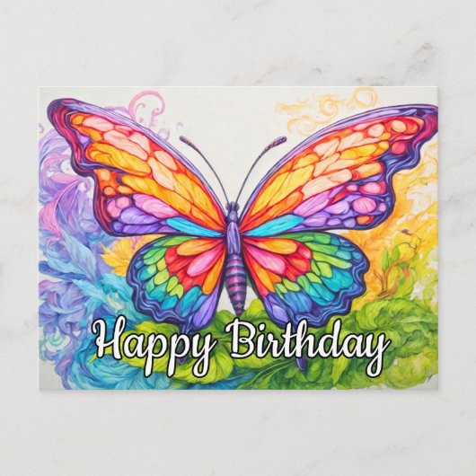 Verjaardag Leuk Retro Vlindertje Tekening Feestdagenkaart (Voorkant)