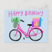 VERJAARDAG Leuk Roze Fiets Aangepast Briefkaart (Voorkant)