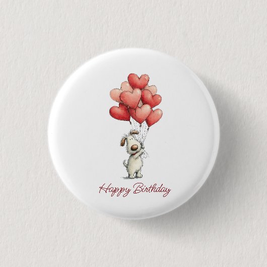 Verjaardag Leukste Hond Ballonnen Ronde Button 3,2 Cm (Voorkant)