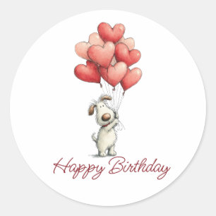 Verjaardag Leukste Hond Ballonnen Ronde Sticker
