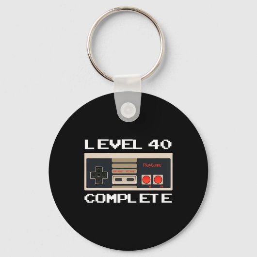 Verjaardag Level 40 Voltooid Videogamer Sleutelhanger (Voorkant)