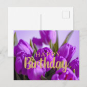 Verjaardag Levendige Paarse Tulp Bloemen Briefkaart (Voorkant / Achterkant)