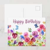 Verjaardag Levendige Waterverf Viooltje Bloemen  Briefkaart (Voorkant / Achterkant)