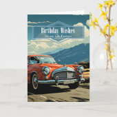 Verjaardag levenspartner retro oldtimer kaart (Gele Bloem)