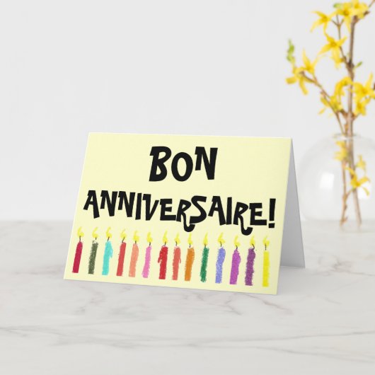 Verjaardag licht Kaart - Frans (Gele Bloem)