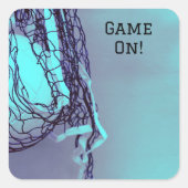 Verjaardag Lichtblauw Net & Volleybal Vierkante Sticker (Voorkant)