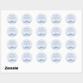 Verjaardag lichtblauwe strik ronde sticker (Vel)