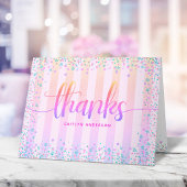 Verjaardag lief 16 regenboog ombre glitter script bedankkaart