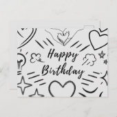 Verjaardag Liefde Schets Ansichtkaart Briefkaart (Voorkant / Achterkant)