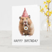 Verjaardag lieve hamster kaart (Gele Bloem)