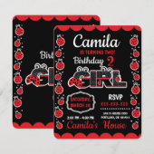 Verjaardag Lieveheersbeestje ontwerp Uitnodiging (Voorkant / Achterkant)