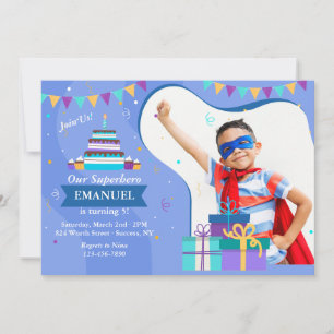 Verjaardag Lijst Blue Photo Invitation Kaart