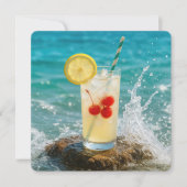 Verjaardag limonade Drink op een strandrots Kaart (Voorkant)