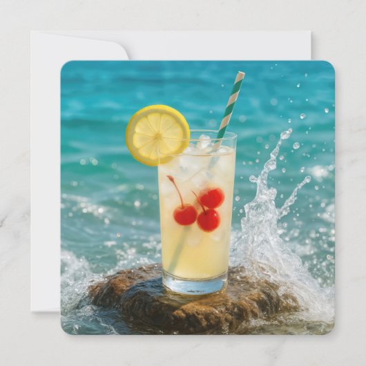 Verjaardag limonade Drink op een strandrots Kaart (Voorkant)