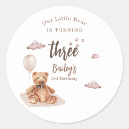 Verjaardag Little Bear Elke Leeftijd Ronde Sticker