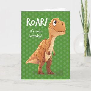 Verjaardag Little Boy T Rex Brult met Stippen Kaart