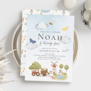 Verjaardag Little Farmer Farm Animals Kind Kaart