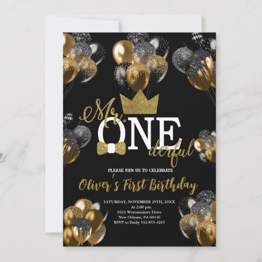 Verjaardag Little Man, Mr One-derful, Ballonnen Kaart (Voorkant)