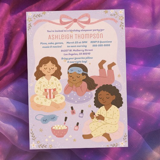 Verjaardag logeerpartij pyjama partij voor meisjes kaart