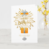 Verjaardag Logo Oranje cadeauvuurwerk toevoegen Kaart (Gele Bloem)