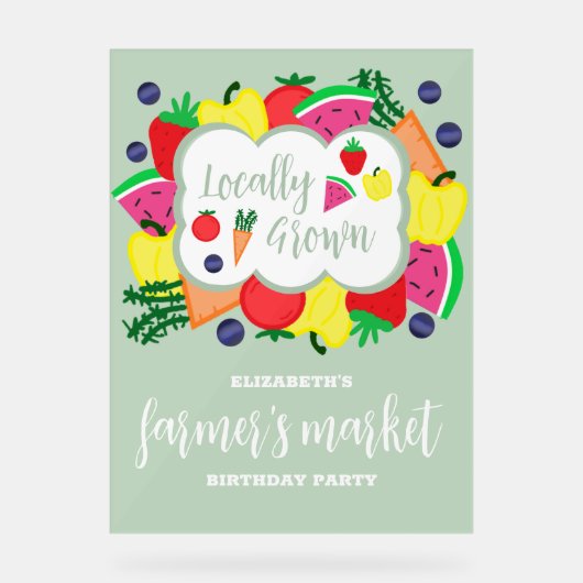 Verjaardag lokale boerenmarkt acryl bord (Voorkant)