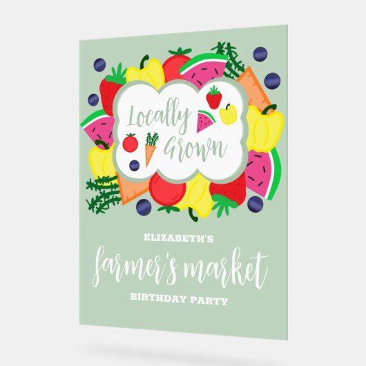 Verjaardag lokale boerenmarkt acryl bord (Hoek)