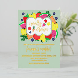 Verjaardag lokale boerenmarkt folie uitnodiging