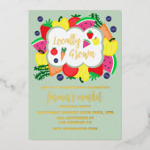 Verjaardag lokale boerenmarkt folie uitnodiging (Voorkant)