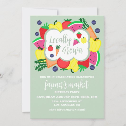 Verjaardag lokale boerenmarkt kaart (Voorkant)