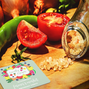 Verjaardag lokale boerenmarkt kartonnen onderzetters