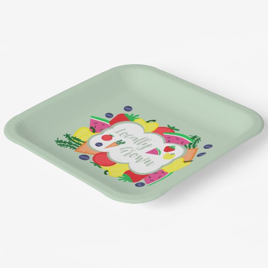 Verjaardag lokale boerenmarkt papieren bordje (Gebogen)