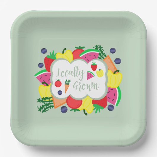 Verjaardag lokale boerenmarkt papieren bordje (Voorkant)