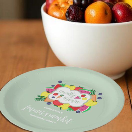 Verjaardag lokale boerenmarkt papieren bordje