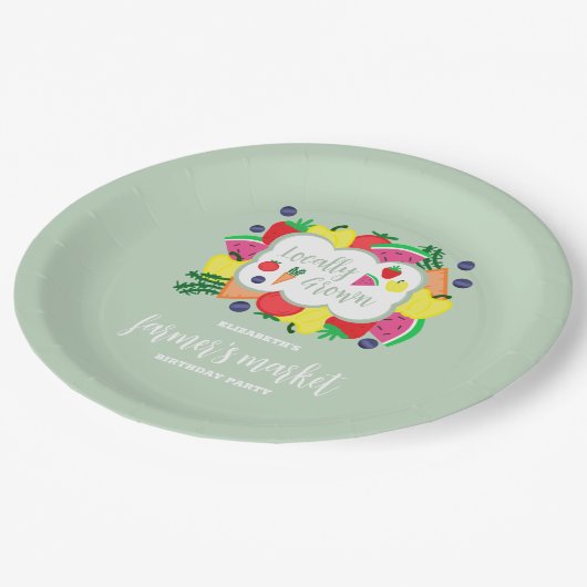 Verjaardag lokale boerenmarkt papieren bordje (Gekanteld)