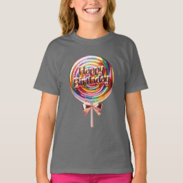Verjaardag Lollipop met een gouden boog T-shirt