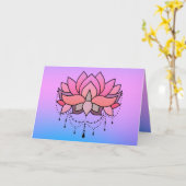 Verjaardag Lotus Roze Blauw Rustig Motivatie Kaart (Gele Bloem)