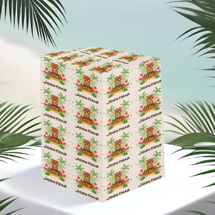 Verjaardag Luau Tiki Bar Naam Hawaiian Party Cadeaupapier