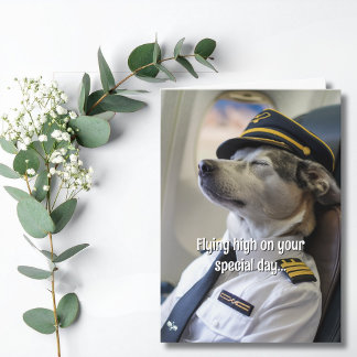 Verjaardag Luchtvaartmaatschappij Piloot Hond Vlie Kaart