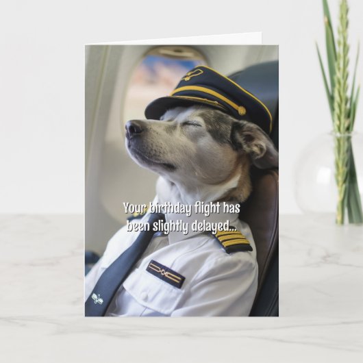 Verjaardag Luchtvaartmaatschappij Piloot Hondenvli Kaart (Voorkant)