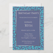 Verjaardag-Luipaard Patroon-Blauw- Kaart (Voorkant)